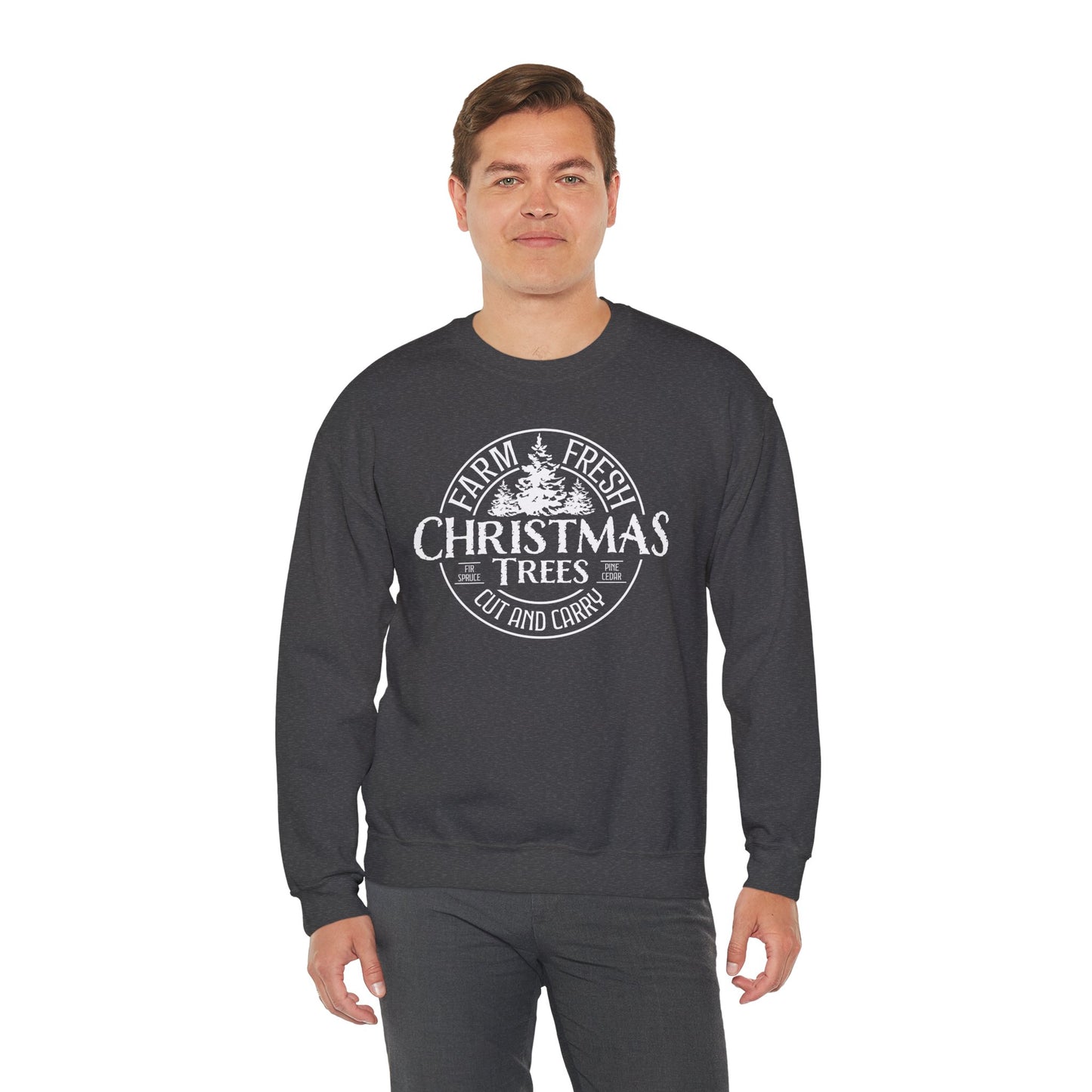 Vintage Farm Fresh Christmas Trees Unisex Heavy Blend™ Crewneck Sweatshirt