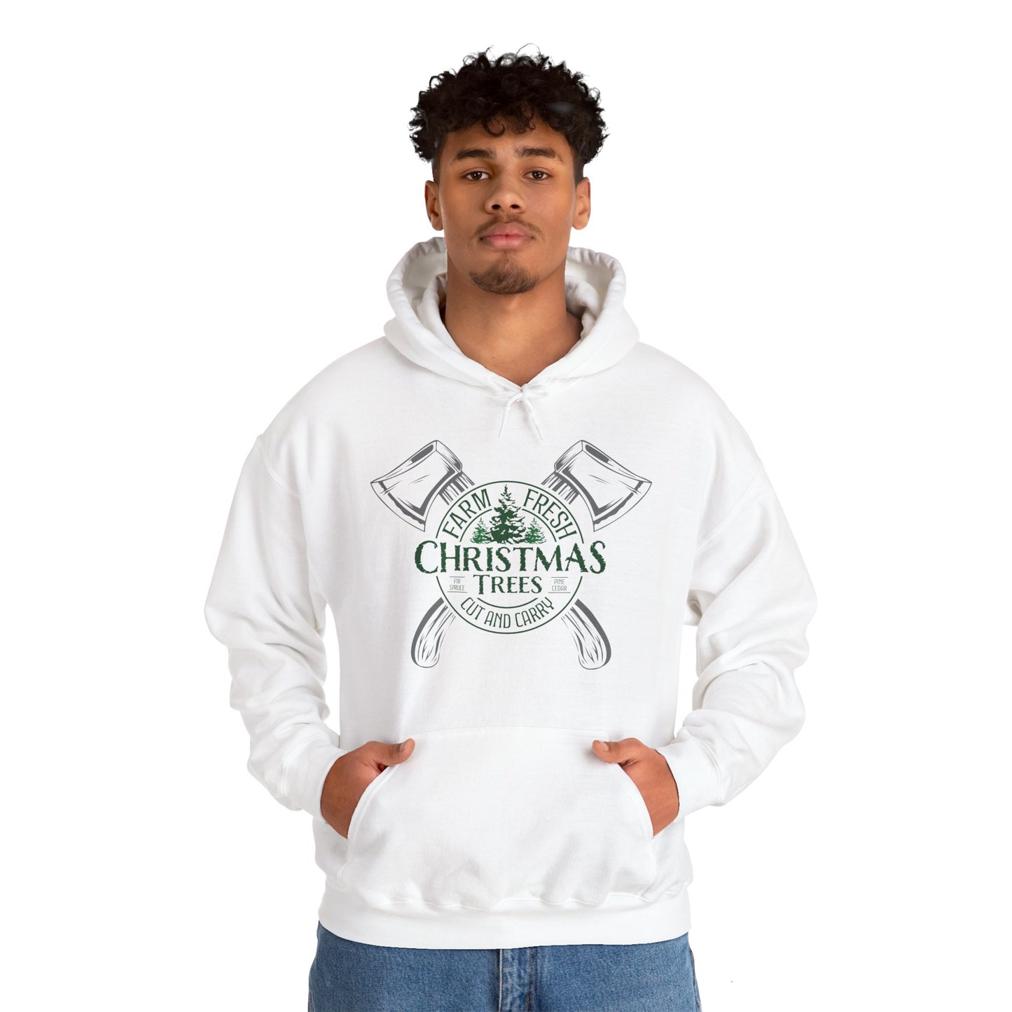 Vintage Farm Fresh Christmas Trees Unisex Heavy Blend™ Hooded Sweatshirt