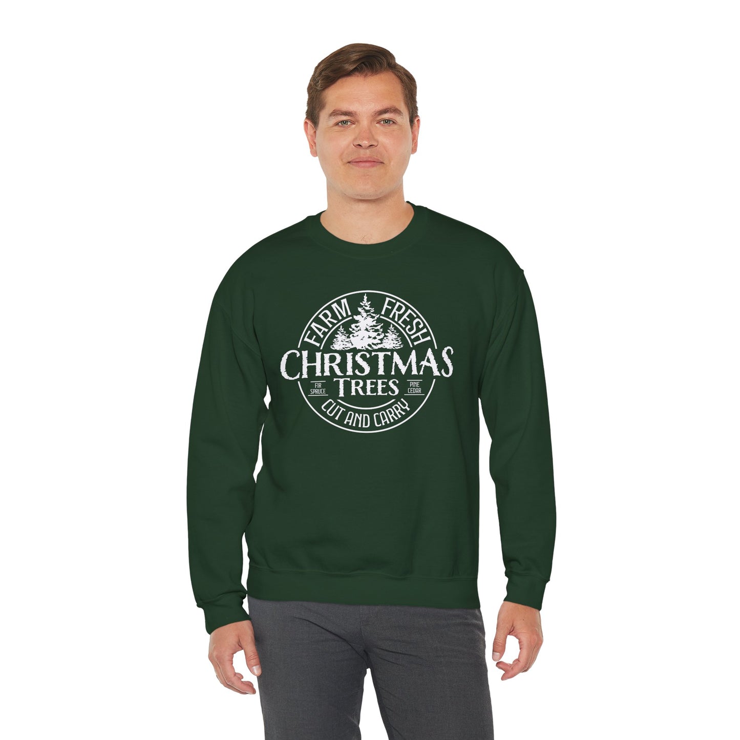 Vintage Farm Fresh Christmas Trees Unisex Heavy Blend™ Crewneck Sweatshirt