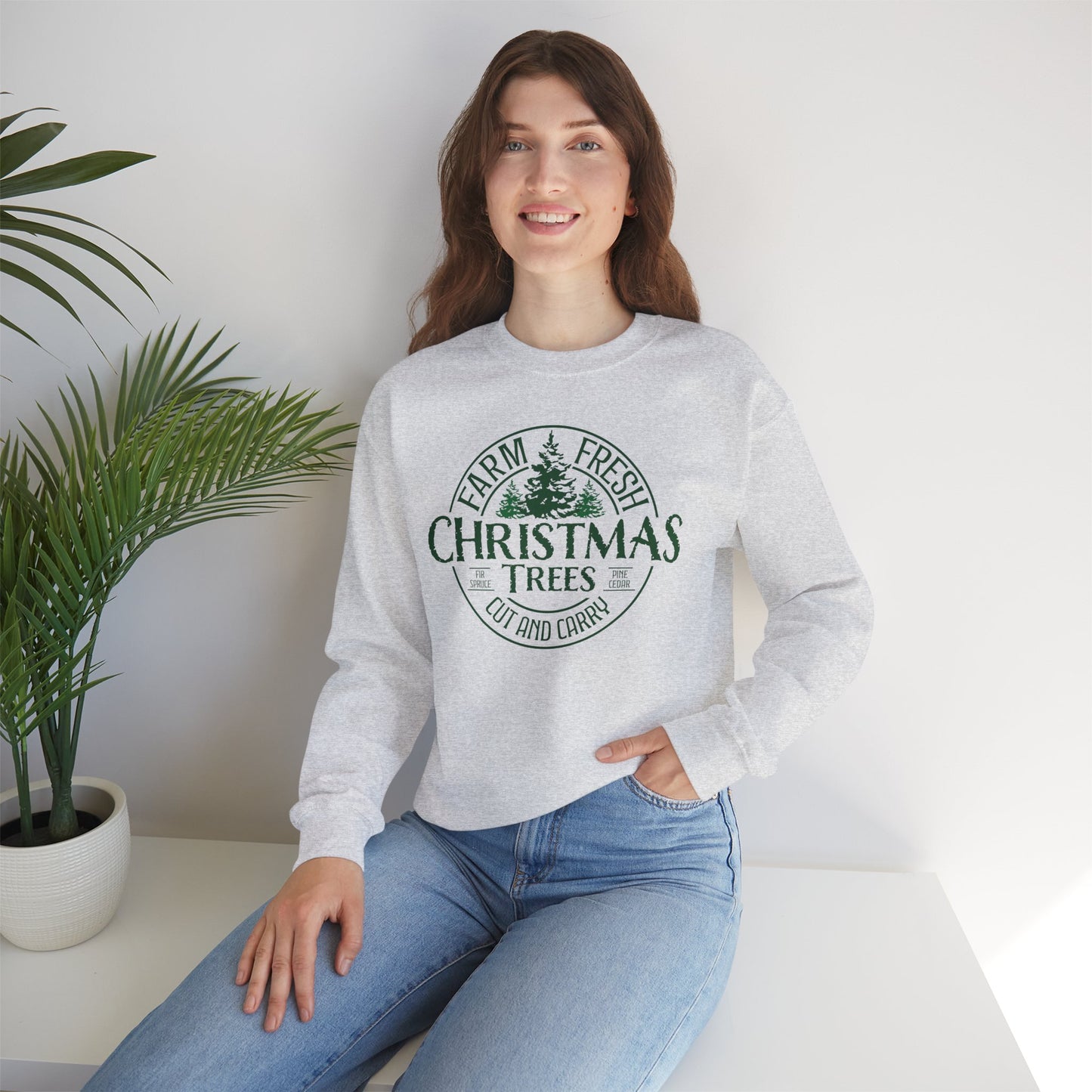 Vintage Farm Fresh Christmas Trees Unisex Heavy Blend™ Crewneck Sweatshirt