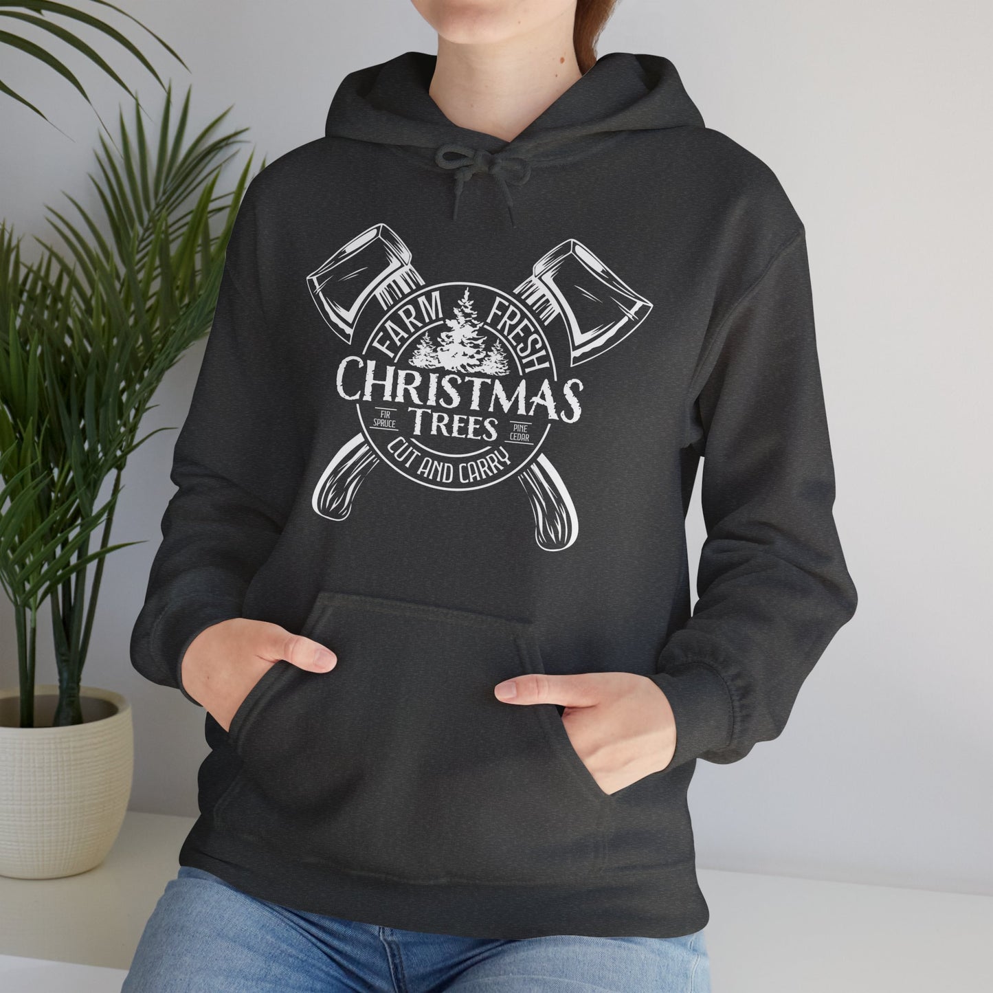 Vintage Farm Fresh Christmas Trees Unisex Heavy Blend™ Hooded Sweatshirt