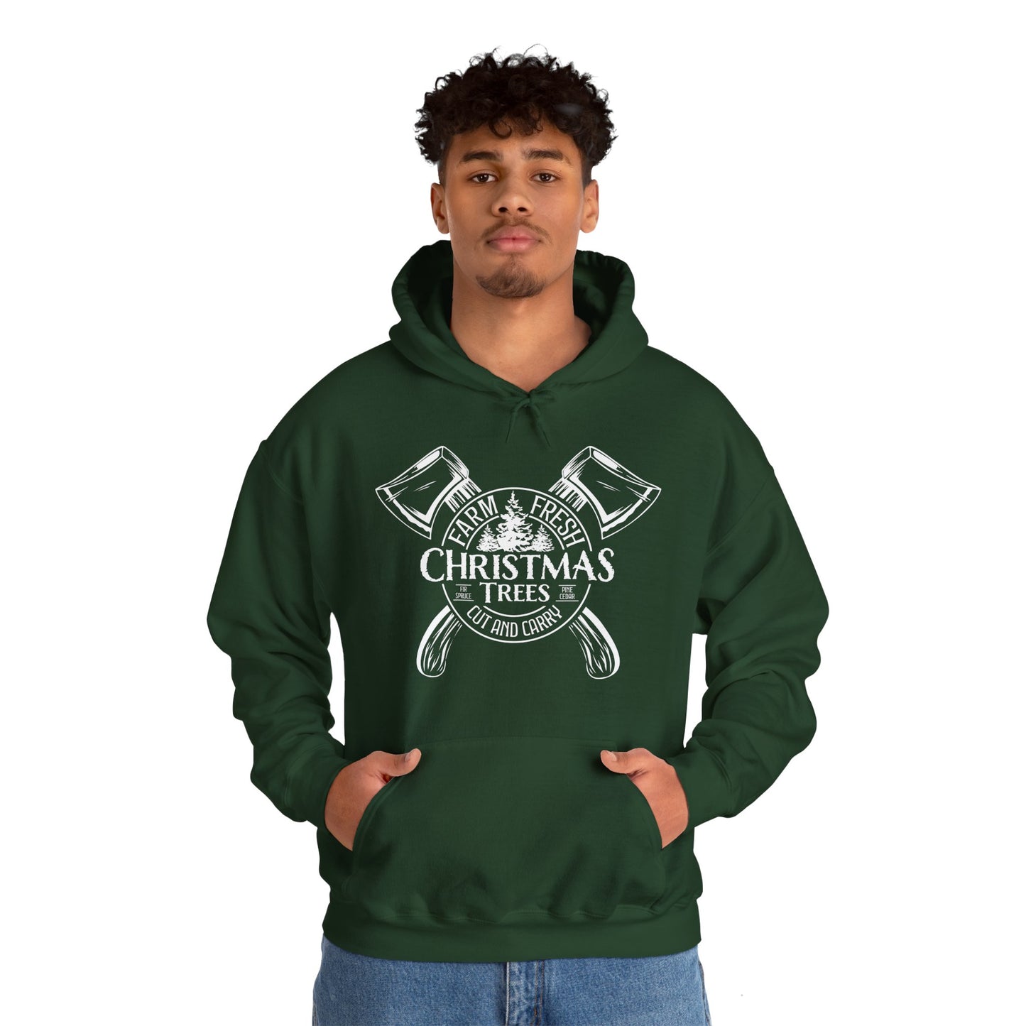 Vintage Farm Fresh Christmas Trees Unisex Heavy Blend™ Hooded Sweatshirt