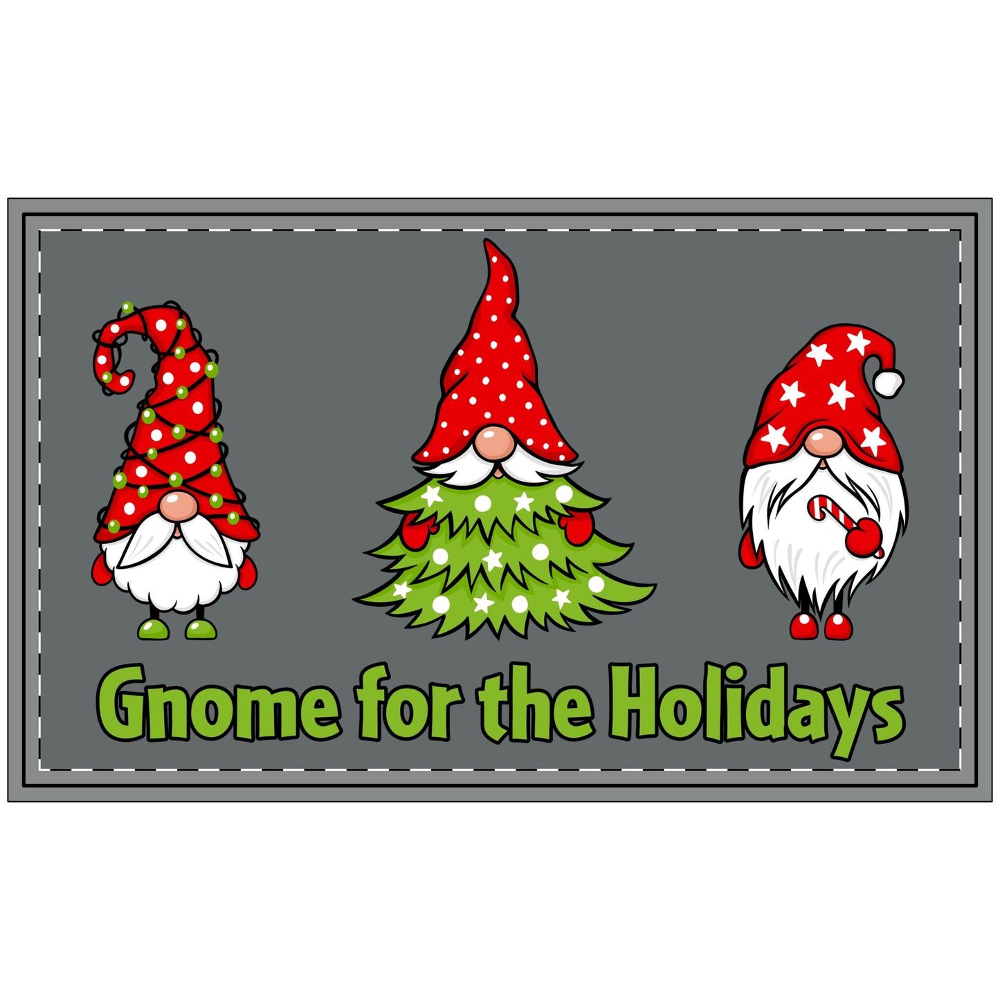 Festive Holiday Gnome Doormat 30" x 18"