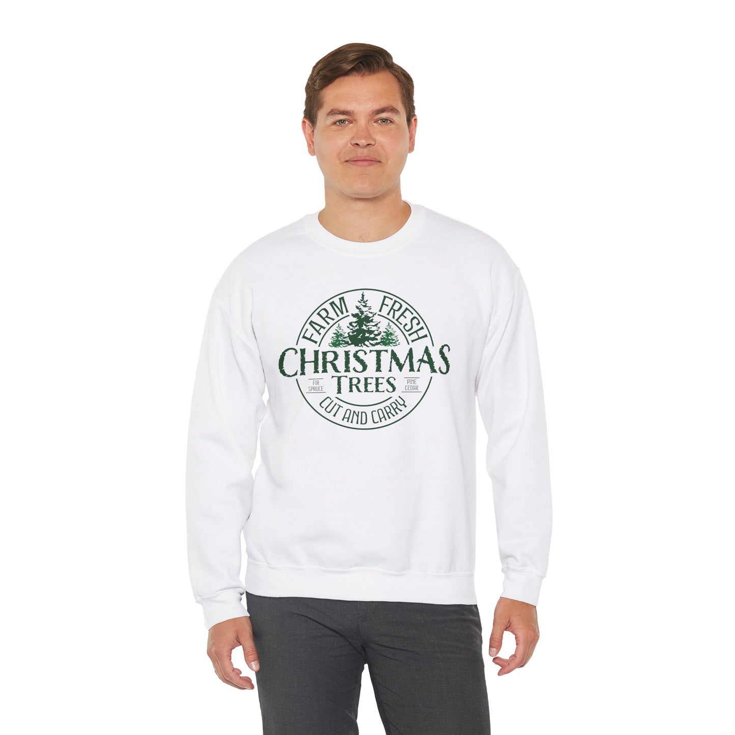 Vintage Farm Fresh Christmas Trees Unisex Heavy Blend™ Crewneck Sweatshirt