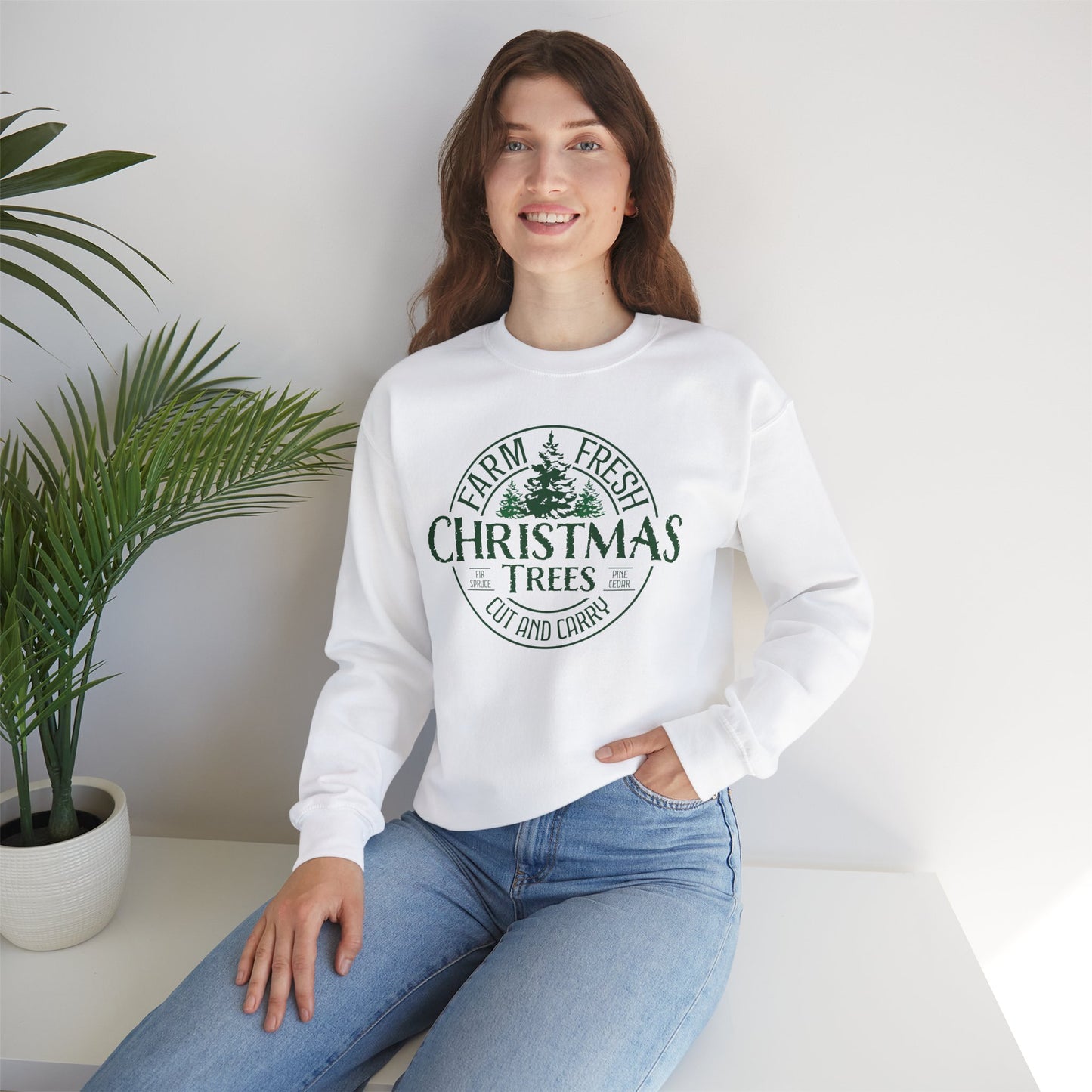 Vintage Farm Fresh Christmas Trees Unisex Heavy Blend™ Crewneck Sweatshirt