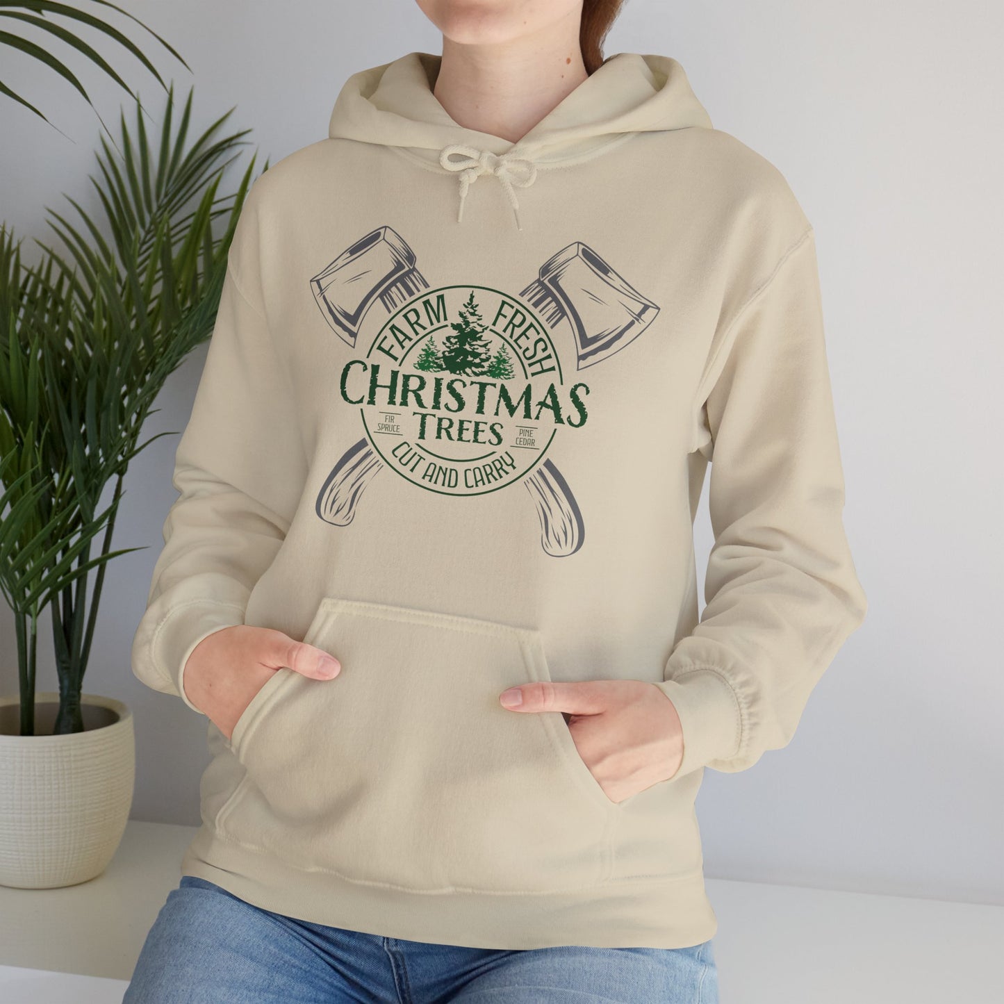 Vintage Farm Fresh Christmas Trees Unisex Heavy Blend™ Hooded Sweatshirt